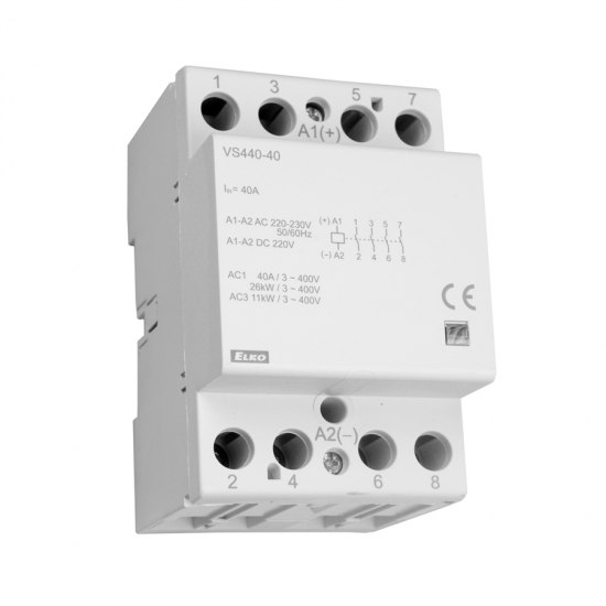 VS440 - Contacts: 4 expandable, Coil control voltage: 230 V AC/DC
